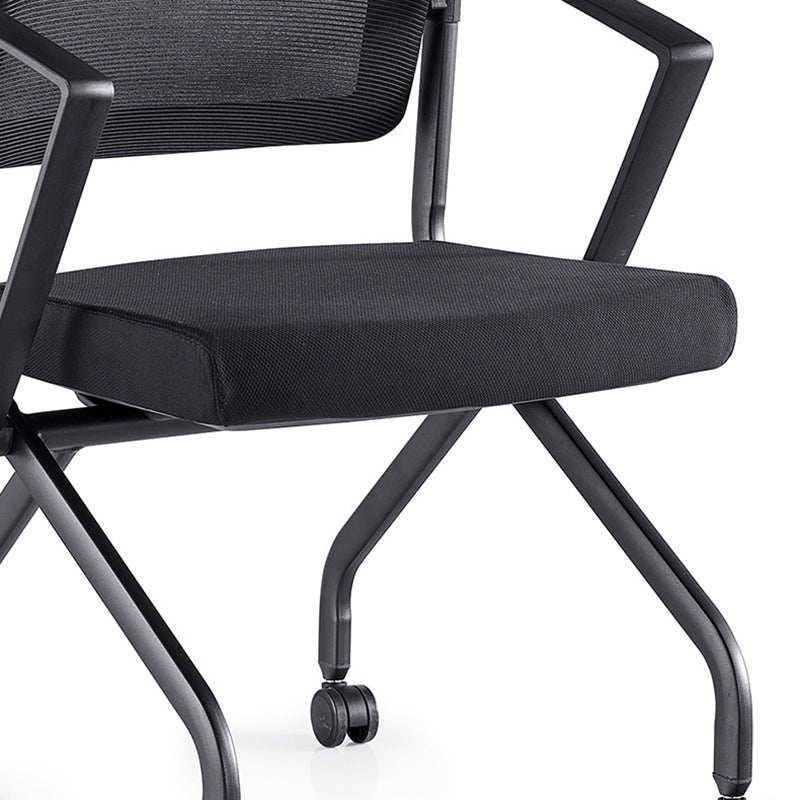 Contemporary Arm Chair Fixed Arms Black with Wheels Office Chair Clearhalo 'furn' 'furn_office_chair' 'Furniture' 'Office Chairs' 'Office Furniture' 'office_chair' 5901844