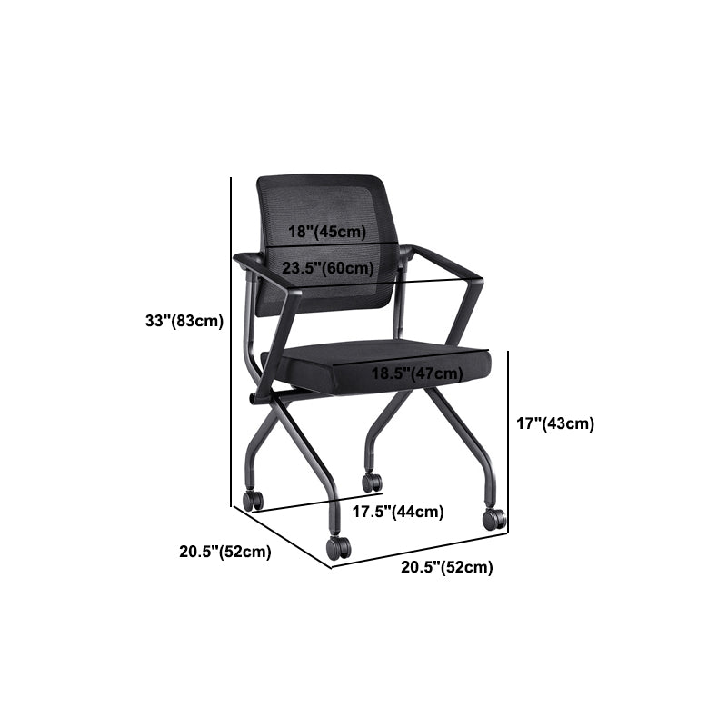 Contemporary Arm Chair Fixed Arms Black with Wheels Office Chair Clearhalo 'furn' 'furn_office_chair' 'Furniture' 'Office Chairs' 'Office Furniture' 'office_chair' 5901845