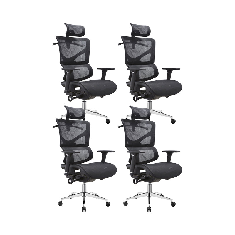 Modern & Contemporary Wheels Chair Black Task High Back Chair 4 Piece Set Without Footrest Clearhalo 'furn' 'furn_office_chair' 'Furniture' 'Office Chairs' 'Office Furniture' 'office_chair' 5901850