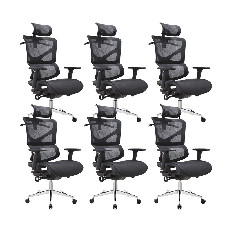 Modern & Contemporary Wheels Chair Black Task High Back Chair 6 Piece Set Without Footrest Clearhalo 'furn' 'furn_office_chair' 'Furniture' 'Office Chairs' 'Office Furniture' 'office_chair' 5901852