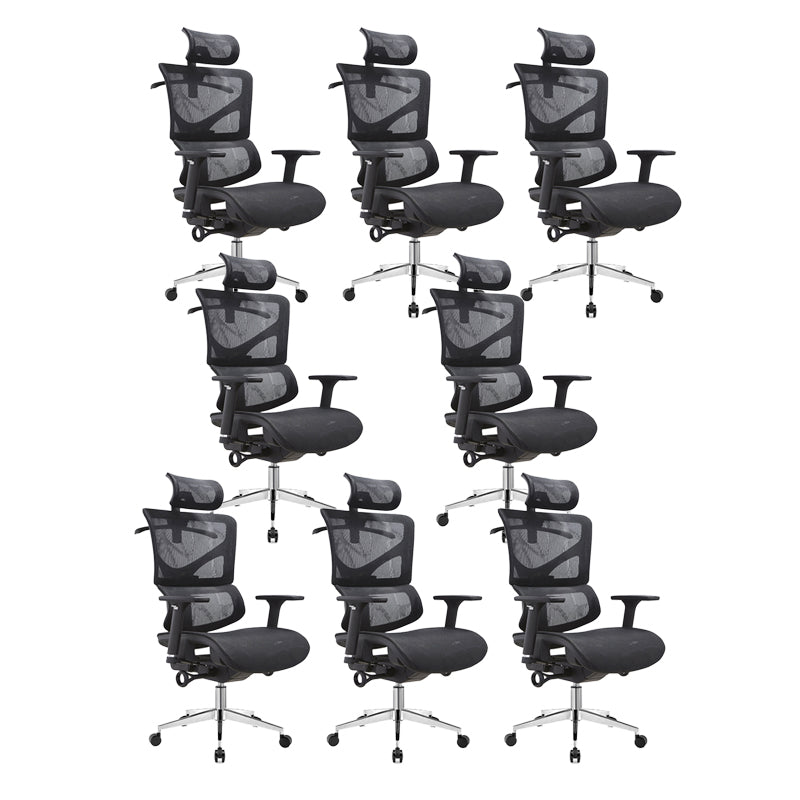 Modern & Contemporary Wheels Chair Black Task High Back Chair 8 Piece Set Without Footrest Clearhalo 'furn' 'furn_office_chair' 'Furniture' 'Office Chairs' 'Office Furniture' 'office_chair' 5901854