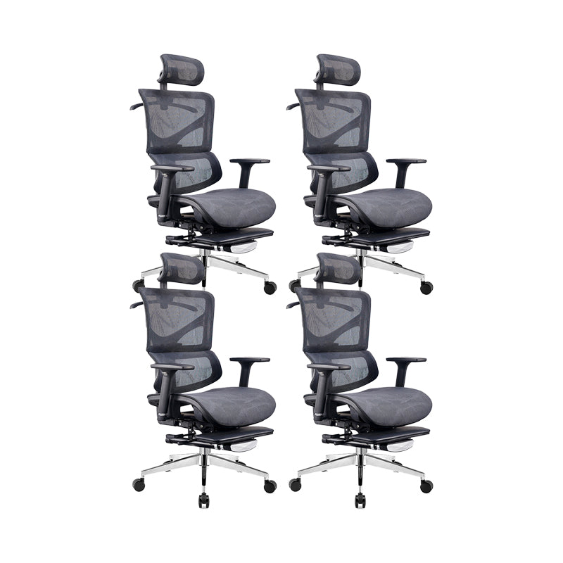 Modern & Contemporary Wheels Chair Black Task High Back Chair 4 Piece Set With Footrest Clearhalo 'furn' 'furn_office_chair' 'Furniture' 'Office Chairs' 'Office Furniture' 'office_chair' 5901860