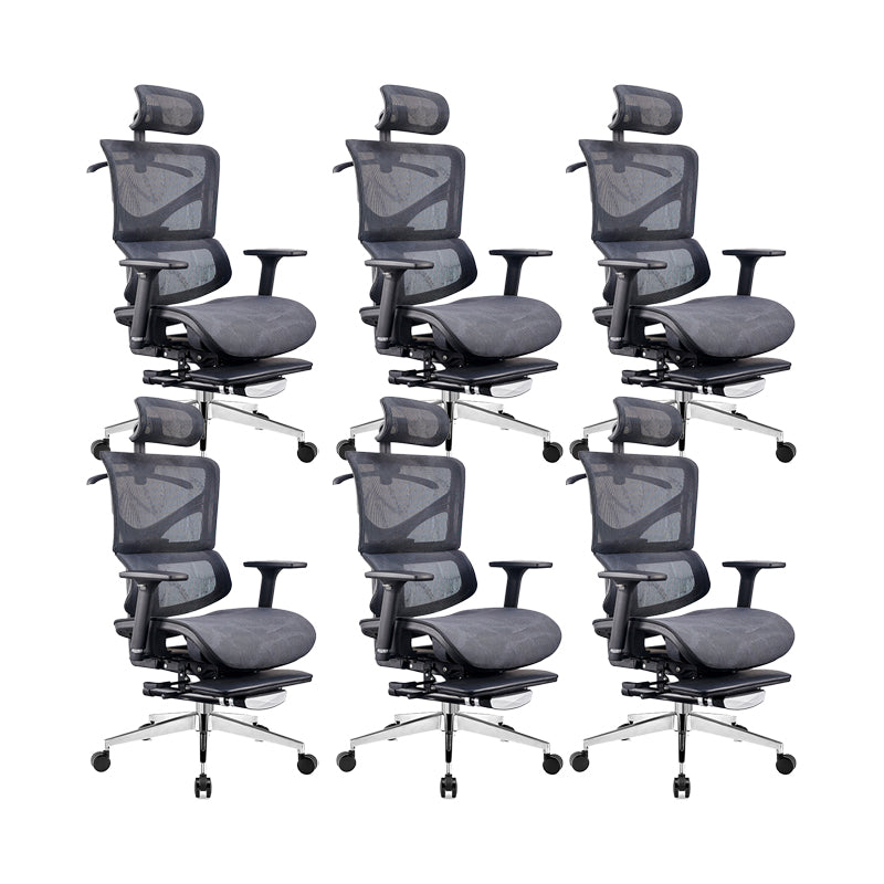 Modern & Contemporary Wheels Chair Black Task High Back Chair 6 Piece Set With Footrest Clearhalo 'furn' 'furn_office_chair' 'Furniture' 'Office Chairs' 'Office Furniture' 'office_chair' 5901863