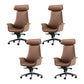 Contemporary Arm Chair Fixed Arms Adjustable Seat Height Brown Leather Office Chair 4 Piece Set With Headrest Clearhalo 'furn' 'furn_office_chair' 'Furniture' 'Office Chairs' 'Office Furniture' 'office_chair' 5902003