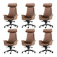 Contemporary Arm Chair Fixed Arms Adjustable Seat Height Brown Leather Office Chair 6 Piece Set With Headrest Clearhalo 'furn' 'furn_office_chair' 'Furniture' 'Office Chairs' 'Office Furniture' 'office_chair' 5902006