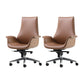 Contemporary Arm Chair Fixed Arms Adjustable Seat Height Brown Leather Office Chair 2 Piece Set Without Headrest Clearhalo 'furn' 'furn_office_chair' 'Furniture' 'Office Chairs' 'Office Furniture' 'office_chair' 5902011