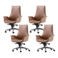Contemporary Arm Chair Fixed Arms Adjustable Seat Height Brown Leather Office Chair 4 Piece Set Without Headrest Clearhalo 'furn' 'furn_office_chair' 'Furniture' 'Office Chairs' 'Office Furniture' 'office_chair' 5902013