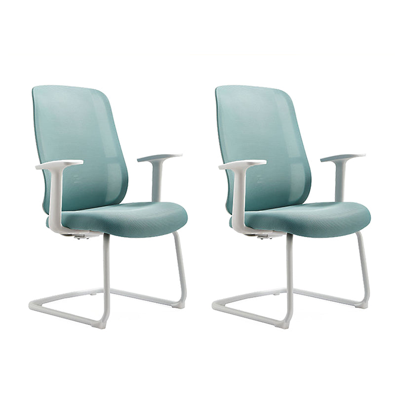 Mid-Back Office Chair Contemporary Lumbar Support Desk Chair White-Blue 2 Piece Set Clearhalo 'furn' 'furn_office_chair' 'Furniture' 'Office Chairs' 'Office Furniture' 'office_chair' 5902063