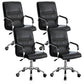 Contemporary Arm Chair Fixed Arms Black Faux Leather Office Chair