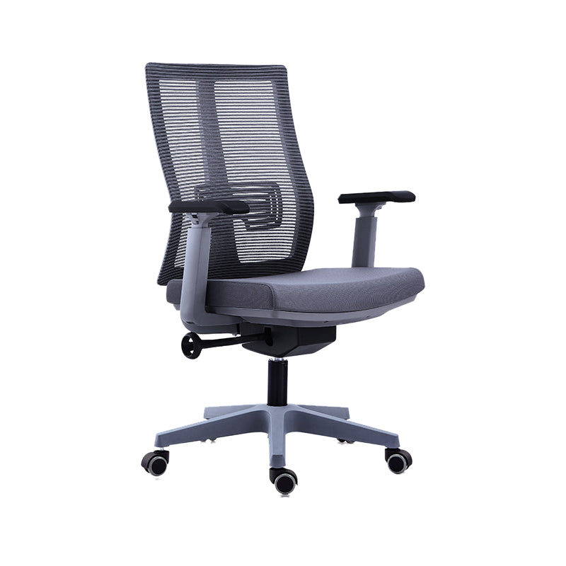 Poltrona contemporanea con supporto lombare grigio con sedia da ufficio con ruote