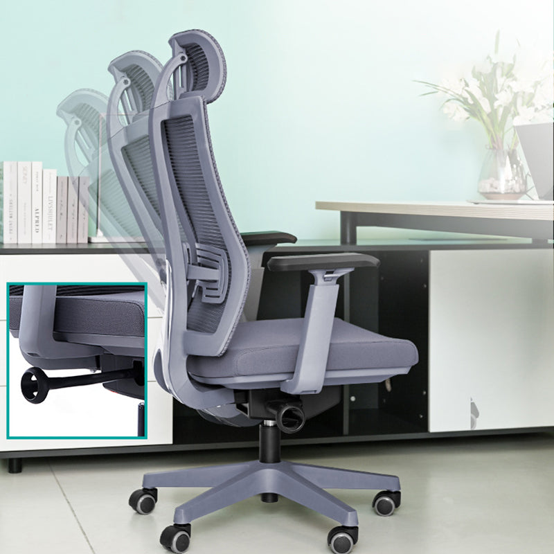 Poltrona contemporanea con supporto lombare grigio con sedia da ufficio con ruote