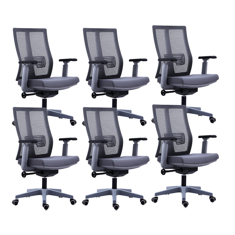 Poltrona contemporanea con supporto lombare grigio con sedia da ufficio con ruote