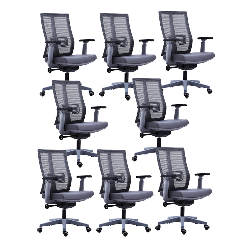 Poltrona contemporanea con supporto lombare grigio con sedia da ufficio con ruote