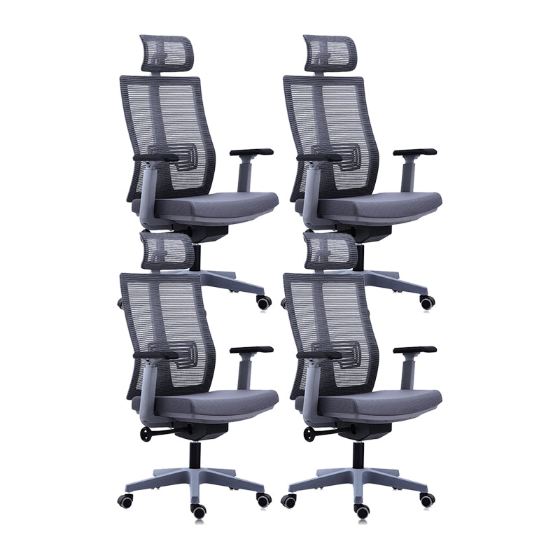 Poltrona contemporanea con supporto lombare grigio con sedia da ufficio con ruote