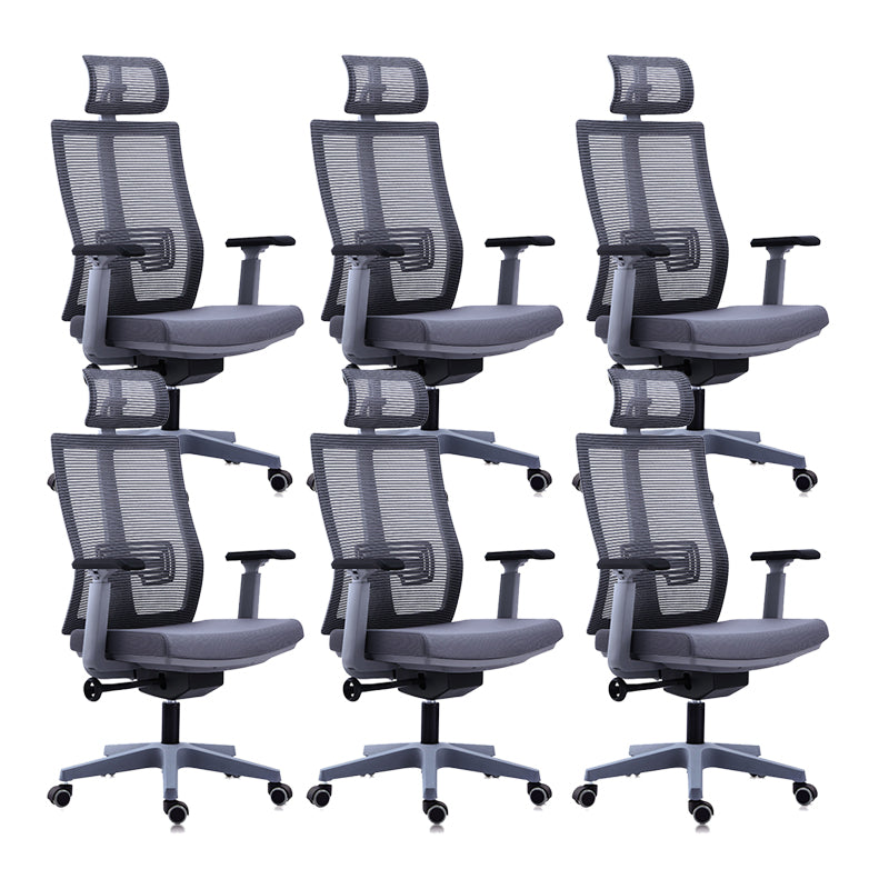 Poltrona contemporanea con supporto lombare grigio con sedia da ufficio con ruote