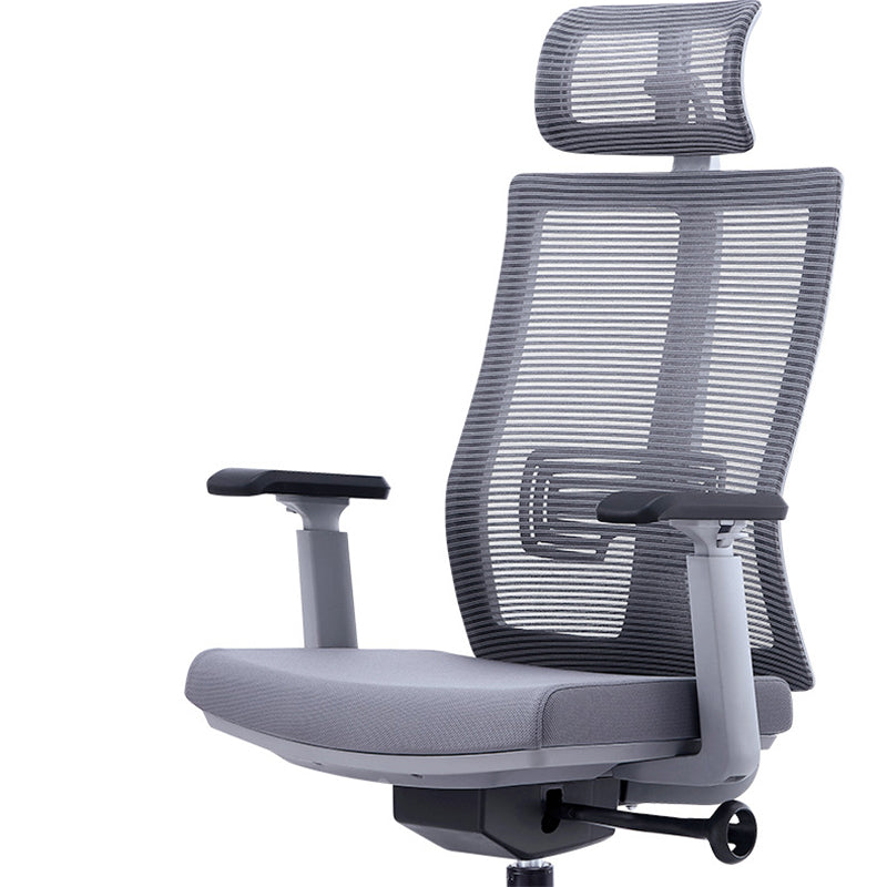 Poltrona contemporanea con supporto lombare grigio con sedia da ufficio con ruote
