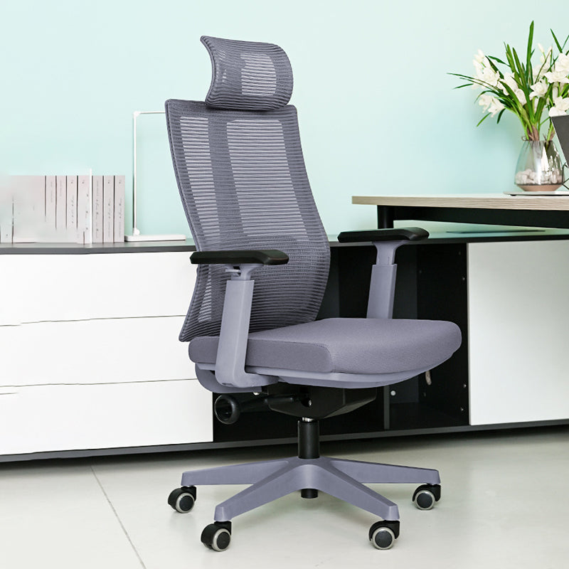 Poltrona contemporanea con supporto lombare grigio con sedia da ufficio con ruote