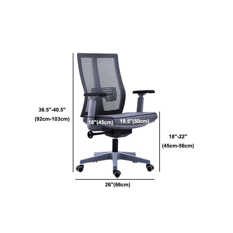 Poltrona contemporanea con supporto lombare grigio con sedia da ufficio con ruote