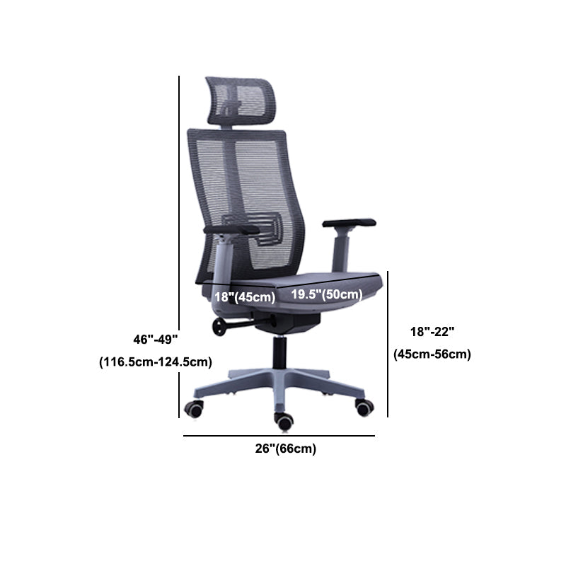 Poltrona contemporanea con supporto lombare grigio con sedia da ufficio con ruote