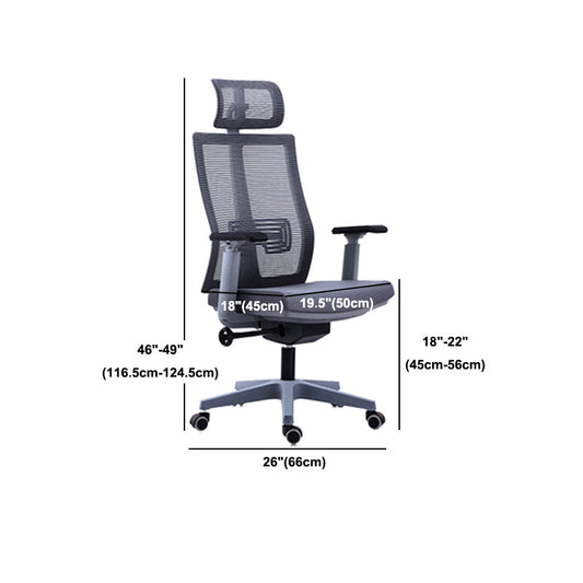 Zeitgenössischer Armstuhl graue Lendenwirbelsäule mit Rädern Bürostuhl