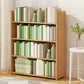 Modern Vertical Wood Book Shelf Brown Closed Back Shelf Bookcase for Study Room