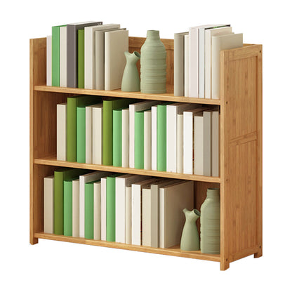 Modern Vertical Wood Book Shelf Brown Closed Back Shelf Bookcase for Study Room