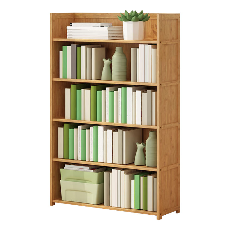 Modern Vertical Wood Book Shelf Brown Closed Back Shelf Bookcase for Study Room