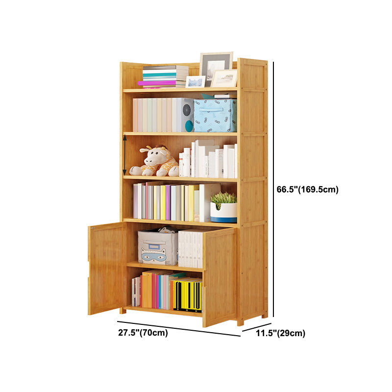 Modern Vertical Wood Book Shelf Brown Closed Back Shelf Bookcase for Study Room