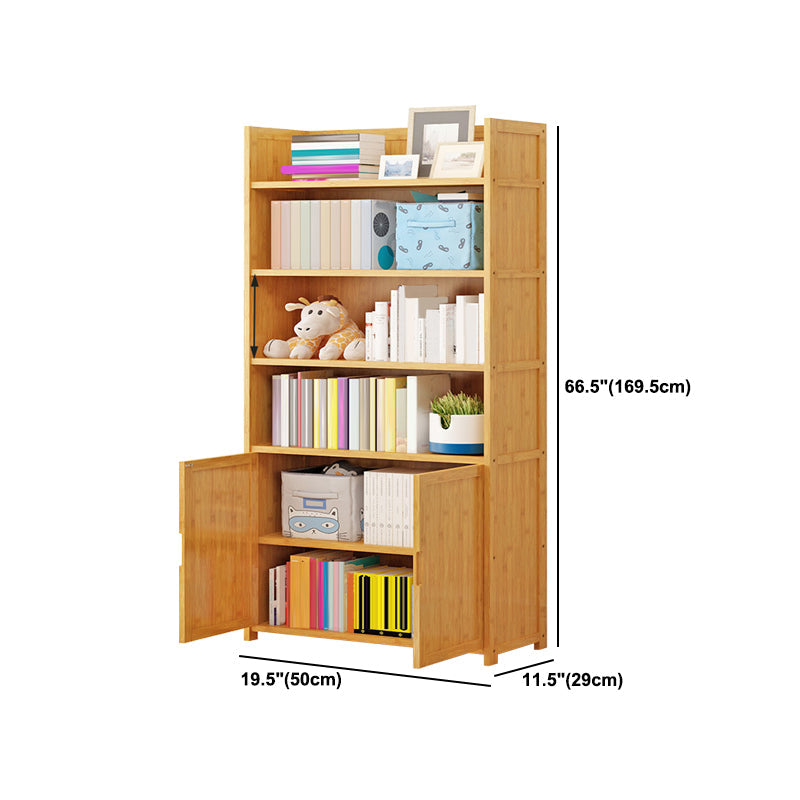 Modern Vertical Wood Book Shelf Brown Closed Back Shelf Bookcase for Study Room