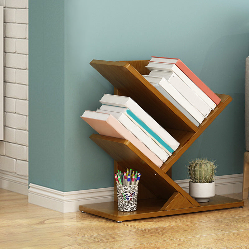 Modern Bamboo Bookshelf Geometric Closed Back Vertical Bookcase 17.3"L x 7.9"W x 22"H Clearhalo 'Bookcases' 'furn' 'furn_bookcases' 'Furniture' 'Office Furniture' 5902231