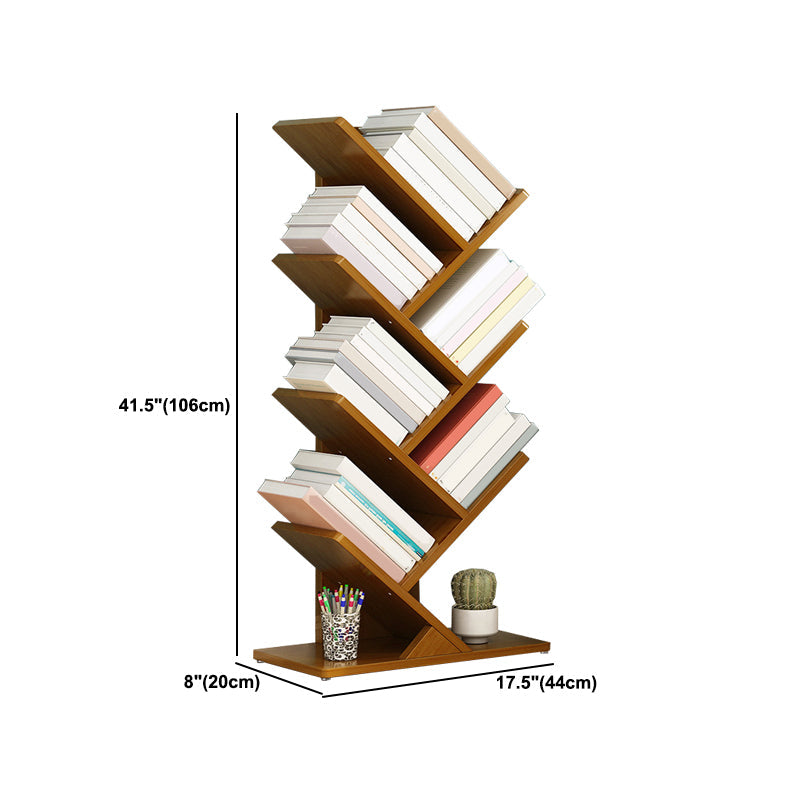 Modern Bamboo Bookshelf Geometric Closed Back Vertical Bookcase Clearhalo 'Bookcases' 'furn' 'furn_bookcases' 'Furniture' 'Office Furniture' 5902249