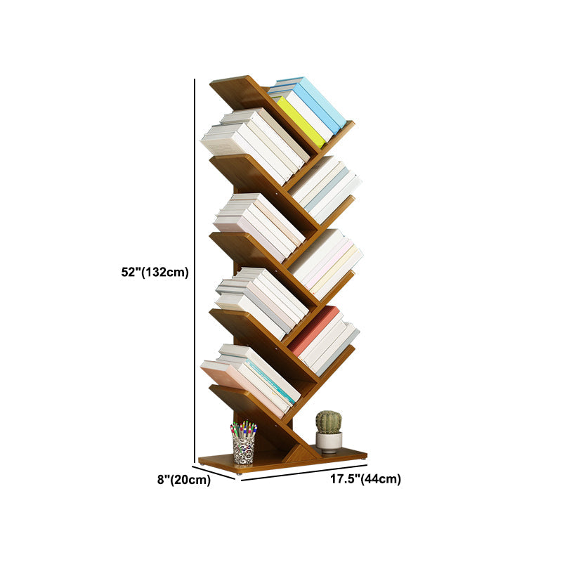 Modern Bamboo Bookshelf Geometric Closed Back Vertical Bookcase Clearhalo 'Bookcases' 'furn' 'furn_bookcases' 'Furniture' 'Office Furniture' 5902250