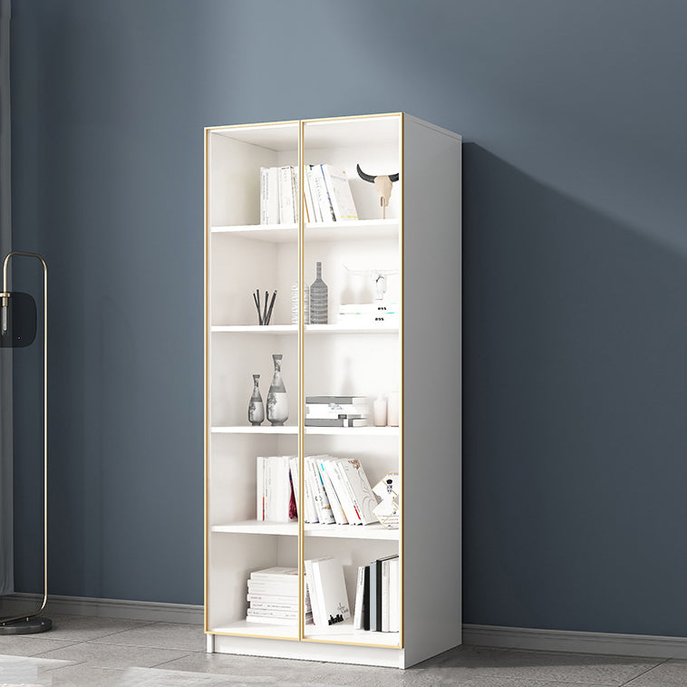 Modern Engineered Wood Bookshelf Standard Closed Back Vertical Bookcase with Doors