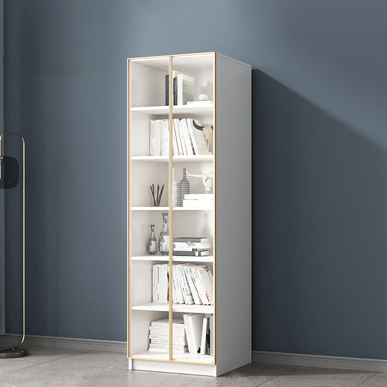 Modern Engineered Wood Bookshelf Standard Closed Back Vertical Bookcase with Doors