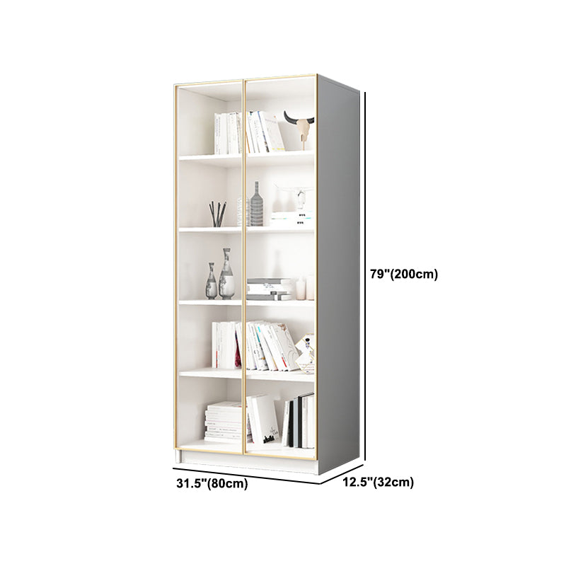Modern Engineered Wood Bookshelf Standard Closed Back Vertical Bookcase with Doors