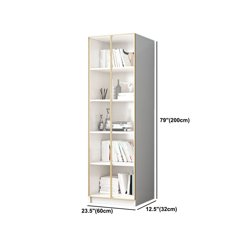 Modern Engineered Wood Bookshelf Standard Closed Back Vertical Bookcase with Doors