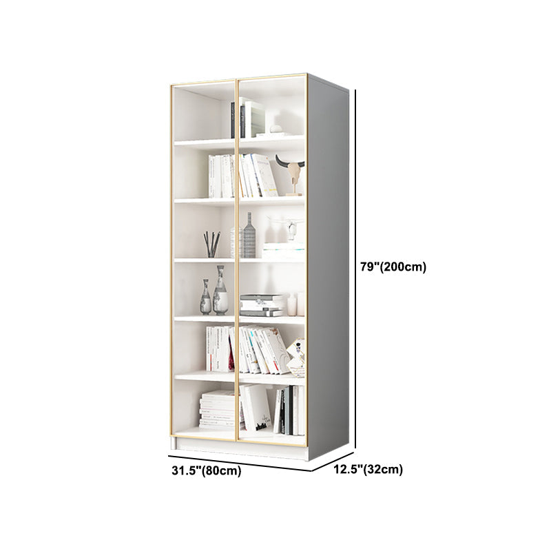 Modern Engineered Wood Bookshelf Standard Closed Back Vertical Bookcase with Doors