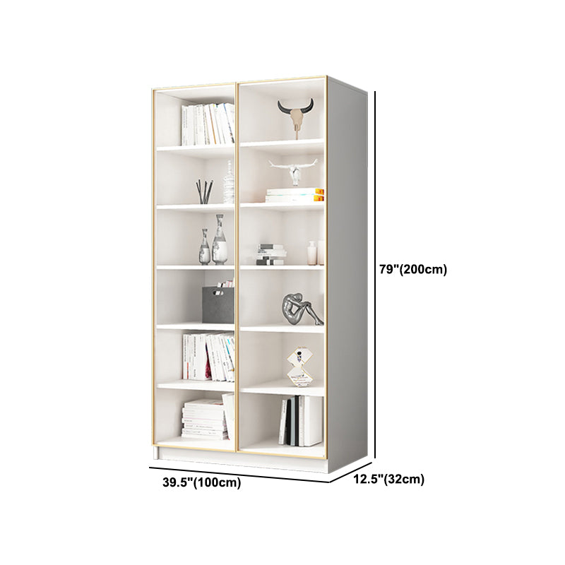 Modern Engineered Wood Bookshelf Standard Closed Back Vertical Bookcase with Doors