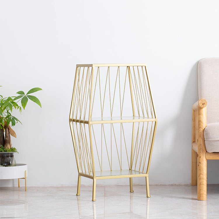 Modern Metal Bookshelf Geometric Vertical Closed Back Bookcase