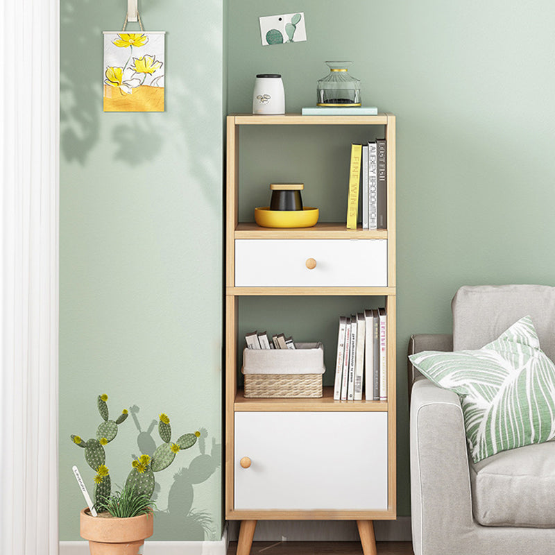 Engineered Wood Standard Bookshelf Matte Finish Shelf Bookcase with Doors 15.7"L x 9.4"W x 47.2"H Light Wood Clearhalo 'Bookcases' 'furn' 'furn_bookcases' 'Furniture' 'Office Furniture' 5902435