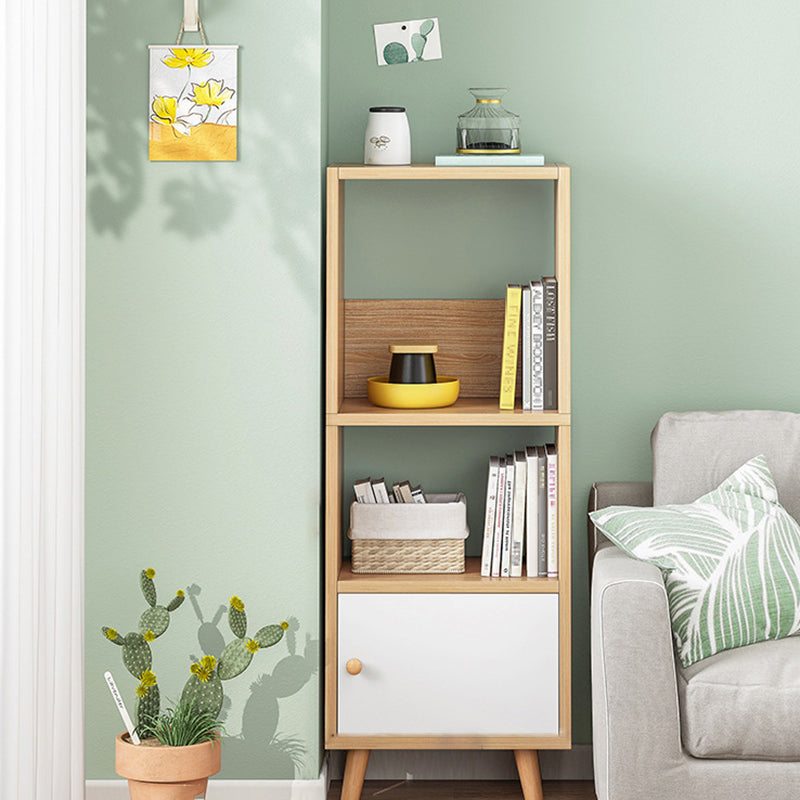 Engineered Wood Standard Bookshelf Matte Finish Shelf Bookcase with Doors 15.7"L x 9.4"W x 47.2"H Natural Clearhalo 'Bookcases' 'furn' 'furn_bookcases' 'Furniture' 'Office Furniture' 5902437