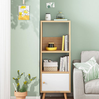 Engineered Wood Standard Bookshelf Matte Finish Shelf Bookcase with Doors 15.7"L x 9.4"W x 47.2"H Natural Clearhalo 'Bookcases' 'furn' 'furn_bookcases' 'Furniture' 'Office Furniture' 5902437