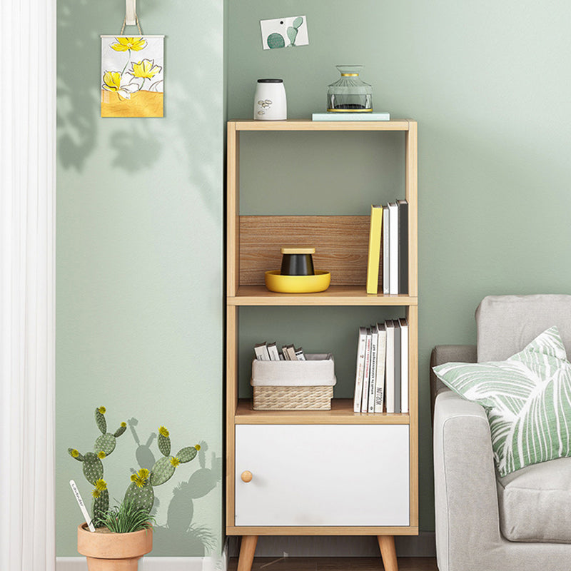 Engineered Wood Standard Bookshelf Matte Finish Shelf Bookcase with Doors 19.7"L x 9.4"W x 47.2"H Natural Clearhalo 'Bookcases' 'furn' 'furn_bookcases' 'Furniture' 'Office Furniture' 5902441