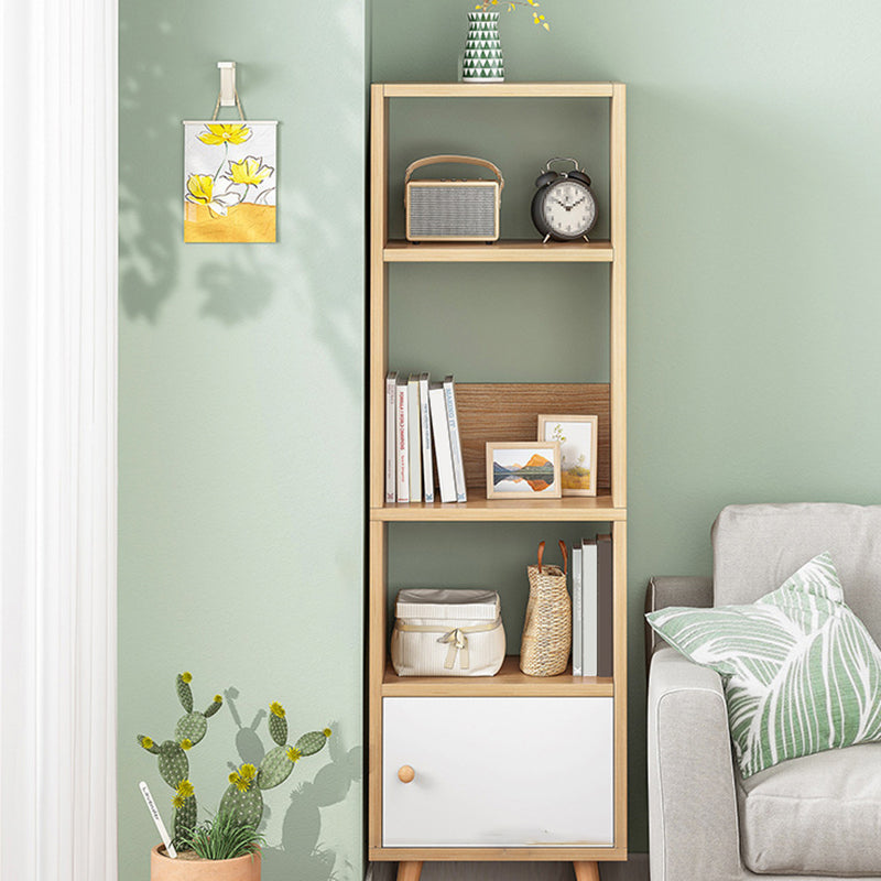 Engineered Wood Standard Bookshelf Matte Finish Shelf Bookcase with Doors 15.7"L x 9.4"W x 59.1"H Natural Clearhalo 'Bookcases' 'furn' 'furn_bookcases' 'Furniture' 'Office Furniture' 5902450