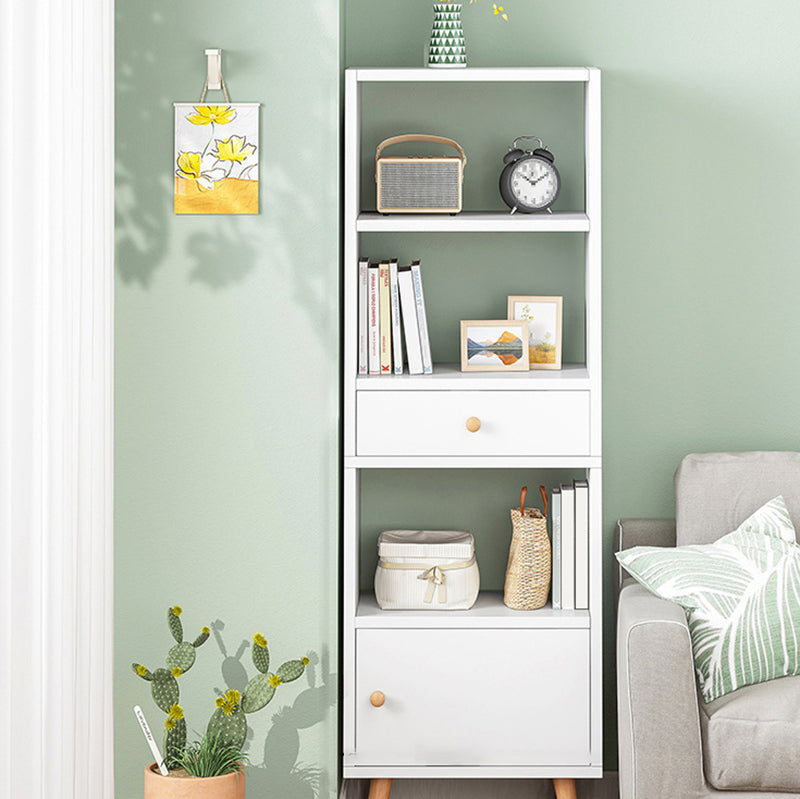 Engineered Wood Standard Bookshelf Matte Finish Shelf Bookcase with Doors 19.7"L x 9.4"W x 59.1"H White Clearhalo 'Bookcases' 'furn' 'furn_bookcases' 'Furniture' 'Office Furniture' 5902452