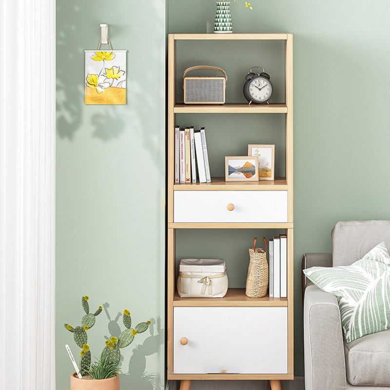 Engineered Wood Standard Bookshelf Matte Finish Shelf Bookcase with Doors 19.7"L x 9.4"W x 59.1"H Light Wood Clearhalo 'Bookcases' 'furn' 'furn_bookcases' 'Furniture' 'Office Furniture' 5902453