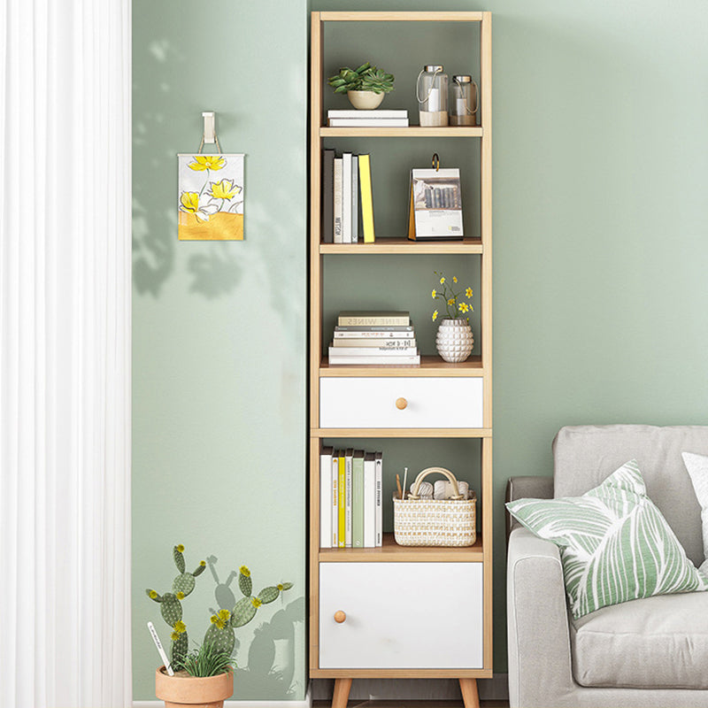 Engineered Wood Standard Bookshelf Matte Finish Shelf Bookcase with Doors 15.7"L x 9.4"W x 70.9"H Light Wood Clearhalo 'Bookcases' 'furn' 'furn_bookcases' 'Furniture' 'Office Furniture' 5902461