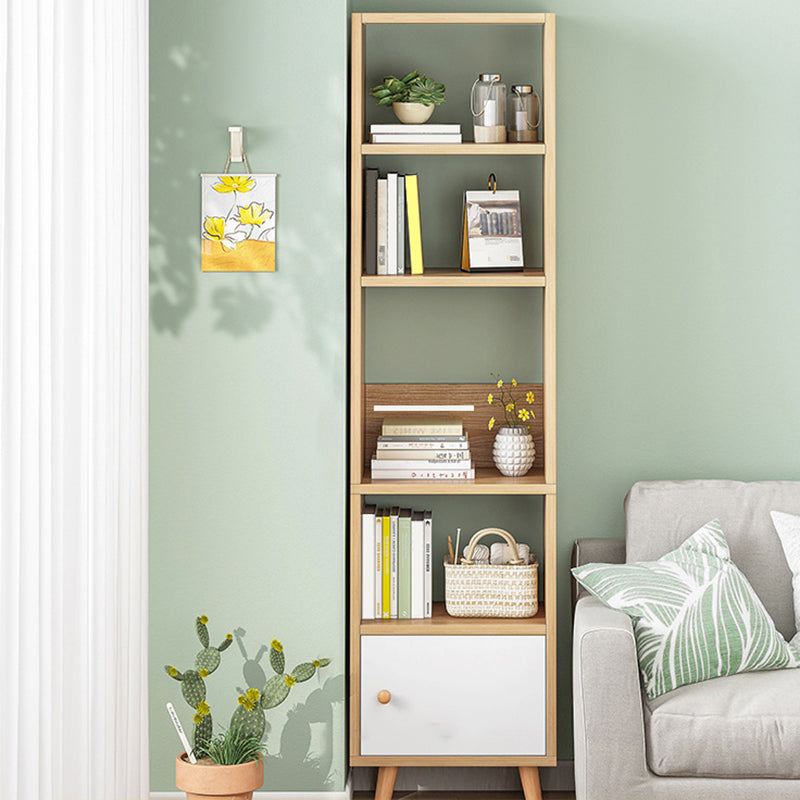 Engineered Wood Standard Bookshelf Matte Finish Shelf Bookcase with Doors 15.7"L x 9.4"W x 70.9"H Natural Clearhalo 'Bookcases' 'furn' 'furn_bookcases' 'Furniture' 'Office Furniture' 5902463