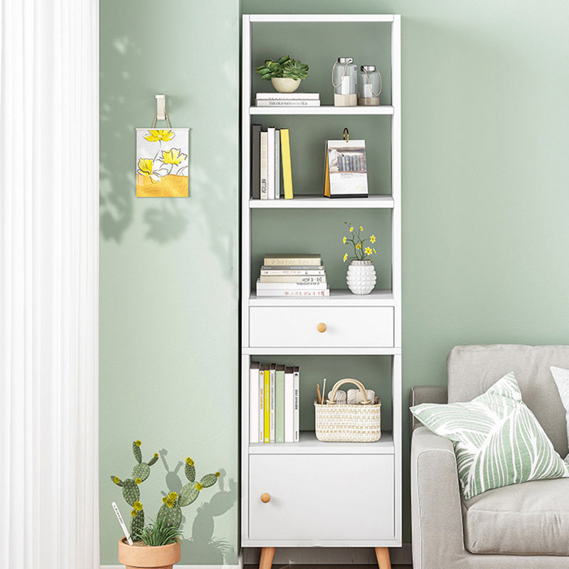 Engineered Wood Standard Bookshelf Matte Finish Shelf Bookcase with Doors 19.7"L x 9.4"W x 70.9"H White Clearhalo 'Bookcases' 'furn' 'furn_bookcases' 'Furniture' 'Office Furniture' 5902464