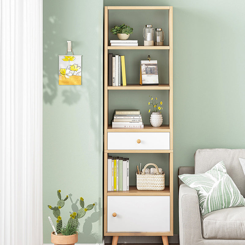 Engineered Wood Standard Bookshelf Matte Finish Shelf Bookcase with Doors 19.7"L x 9.4"W x 70.9"H Light Wood Clearhalo 'Bookcases' 'furn' 'furn_bookcases' 'Furniture' 'Office Furniture' 5902465